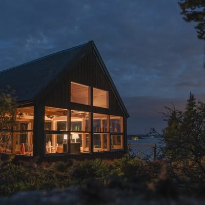 Illuminated house at night